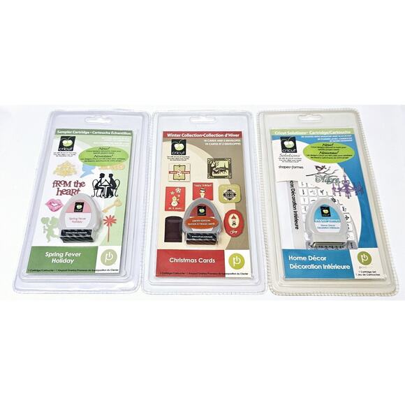 3 Sets Of Cricut Cartridges -Spring Fever Holiday,Christmas Cards,Home Decor NEW - Picture 1 of 7